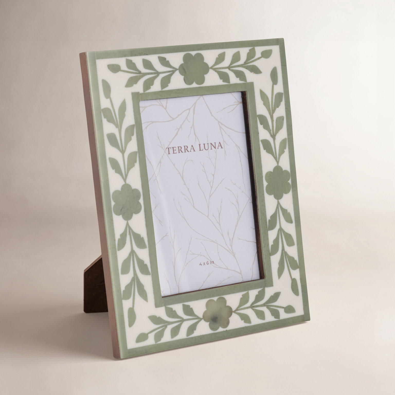 Amma Picture Frame, Green White, 4" x 6"