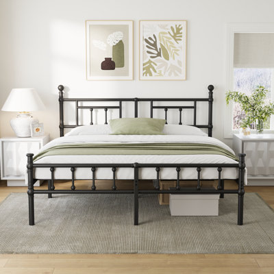 Très grande base de lit en métal avec tête de lit, rangement sous le lit, aucun sommier requis, assemblage facile