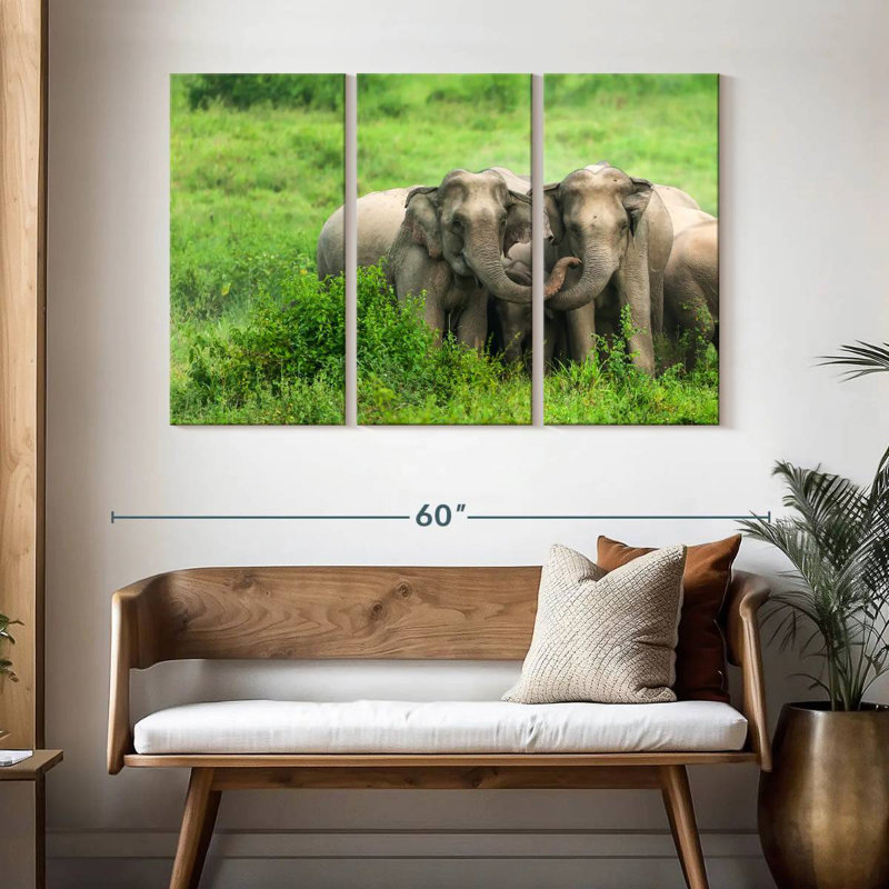 Brampt Asian Elephant Huddle, 32" H x 50" W