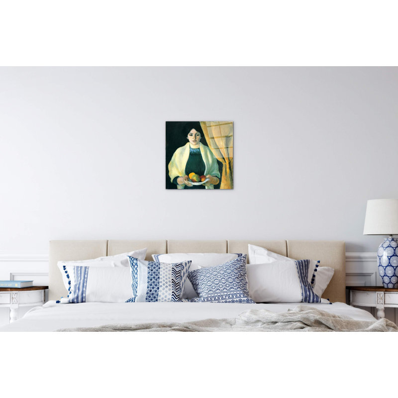 Portrait with apples (portrait of the wife of the artist) by Macke August 58x58 Cm Frameless Panel Lightweight Ready to Hang
