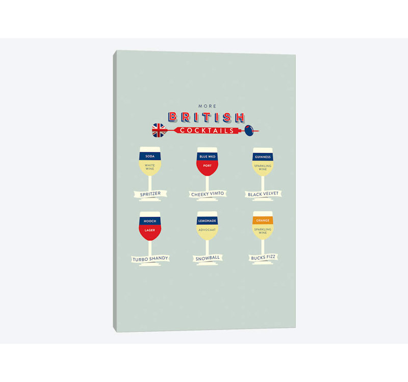 «Cocktail II» par Stephen Wildish, impression sur toile tendue, H 24 po x l 16 po x P 1 po, Papier d'art encadré noir, Blanc