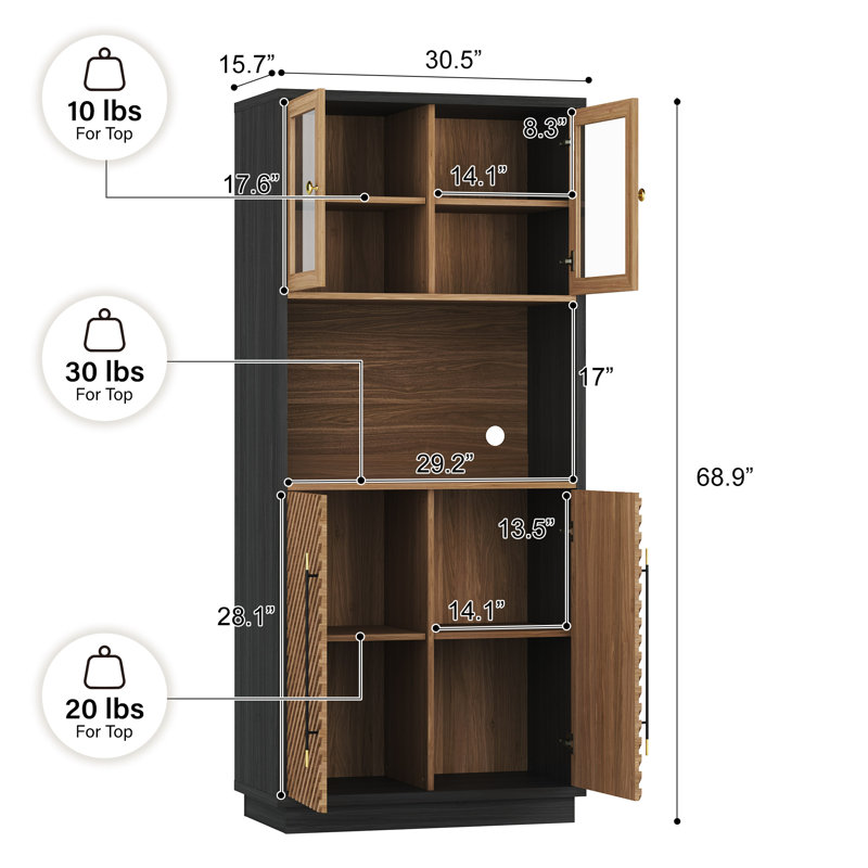 Grand garde-manger avec tablettes réglables (noyer brun)