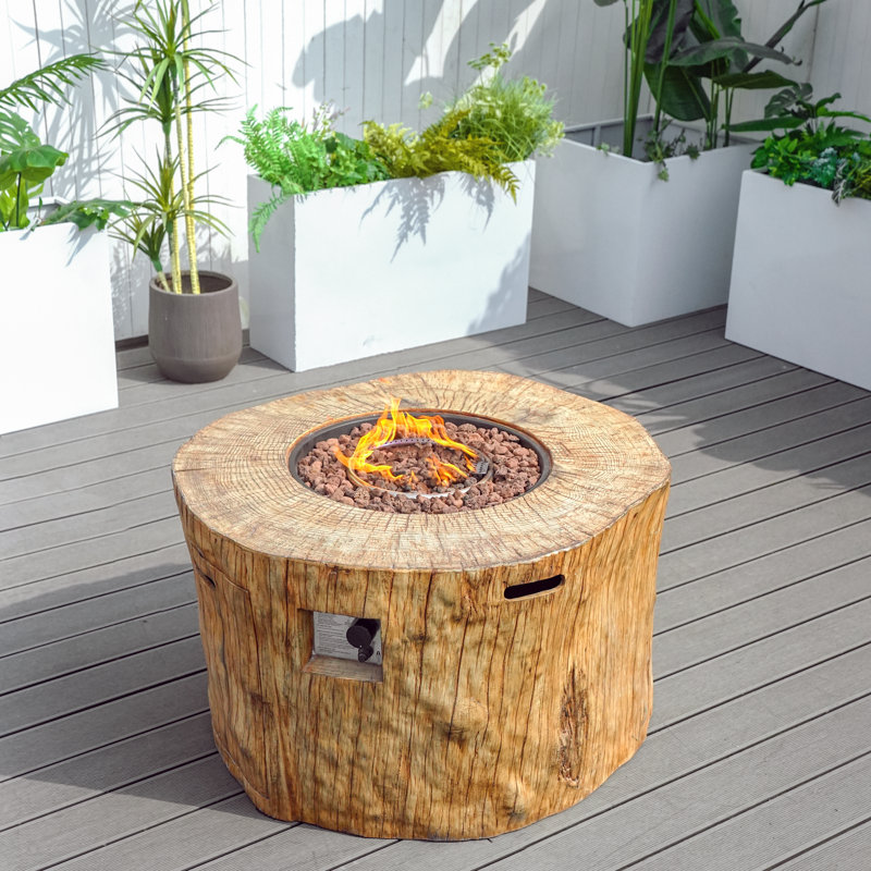 Fredirick 23.8'' H x 40'' W Magnesium Oxide Propane Outdoor Fire Pit Table with Lid
