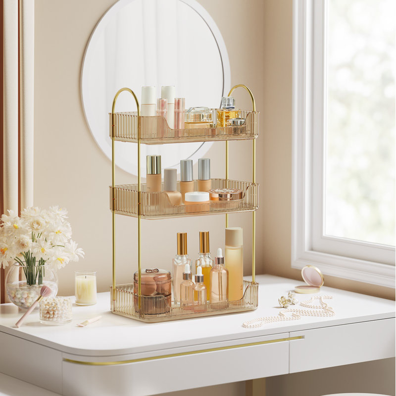 Makeup Organizer, 3-Tier Skincare Organizer Countertop, Customizable, 2 Types Of Accessories, Jewelry Holder, For Vanity, Gift