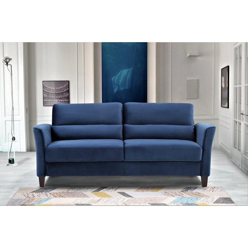Adrielys 77.95" Velvet Flared Arm Sofa, Dark Blue