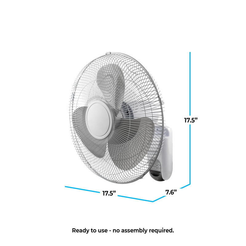 Comfort Zone 16" White WiFi Enabled Wall Mount Fan with Timer