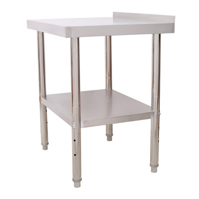 Table de préparation en acier inoxydable, table de travail en métal robuste avec capacité de charge de 440 lb avec tablette réglable pour dosseret, poste de travail commercial pour restaurant de cuisine