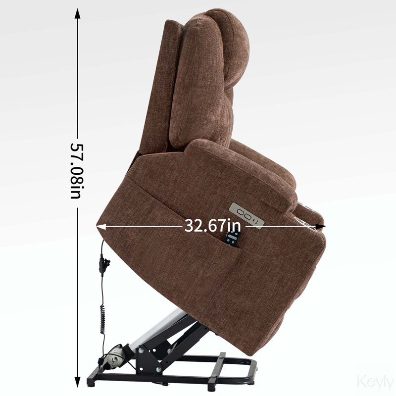 Navi Upholstered Heated Massage Chair, Brown Chenille