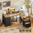 L-shaped Desk With 5-tier Under-desk Drawers,reversible Desk With Large Cabinet, Writing Desk With Power Outlets, Home Office Desk  With Cpu Stand-1019781248