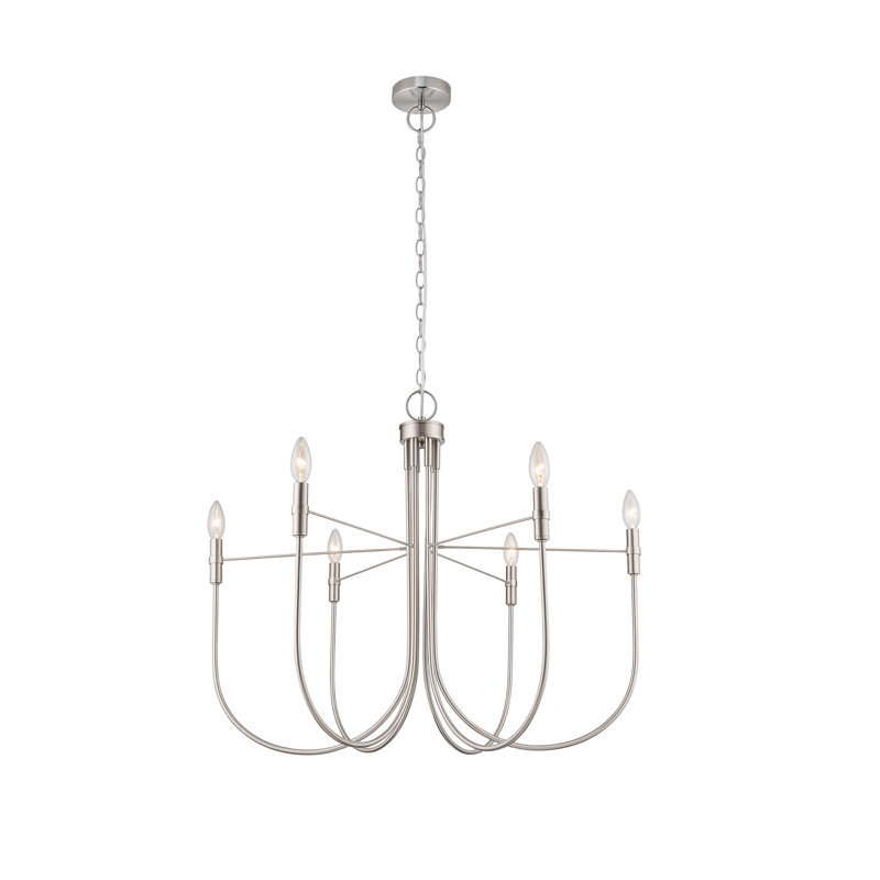 Chandelier - 6-Light - Brushed Nickel, Brushed Nickel