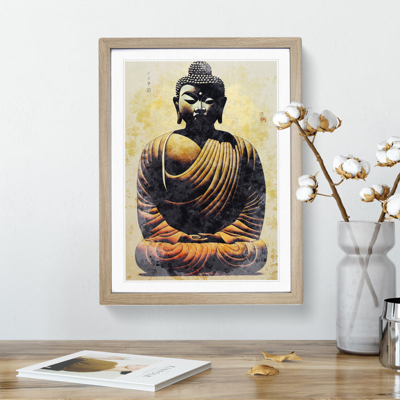 Mesmerising Buddha - Framed Print, 34cm H x 25cm W x 2cm D, Oak