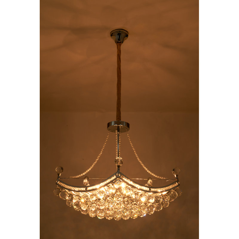 Bixton 6 - Light Crystal Dimmable Empire Chandelier, Brushed Nickel