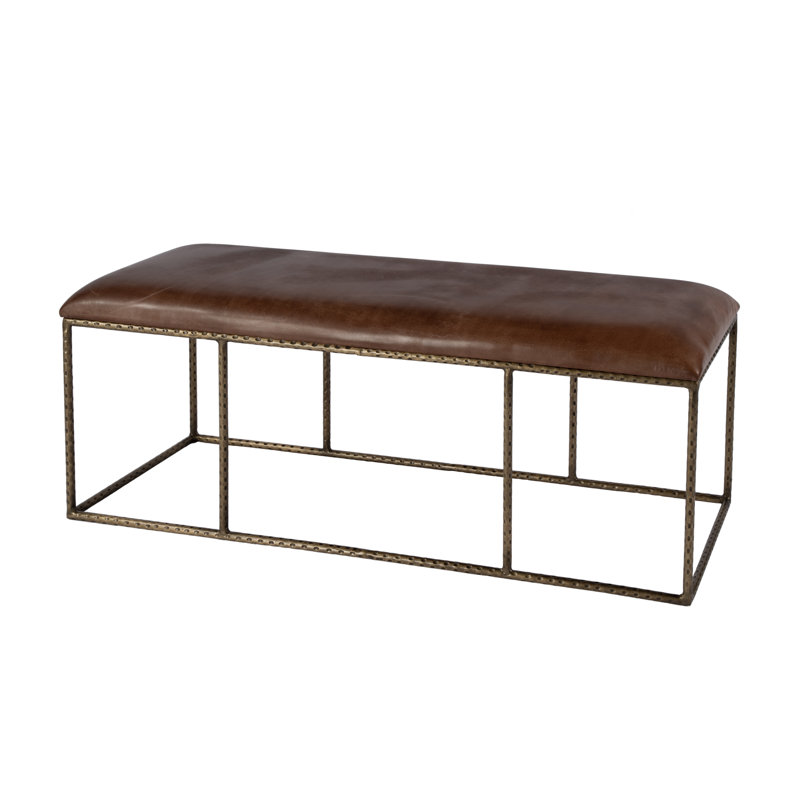 Dalee 48 in. W Leather and Iron Backless Upholstered Bench