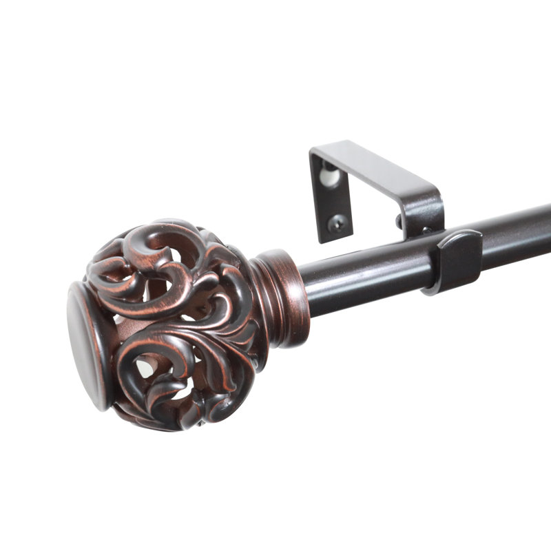Tringle à rideaux simple réglable en métal Chiana, H 2,5 po x l 48 po x P 3,5 po, Bronze huilé