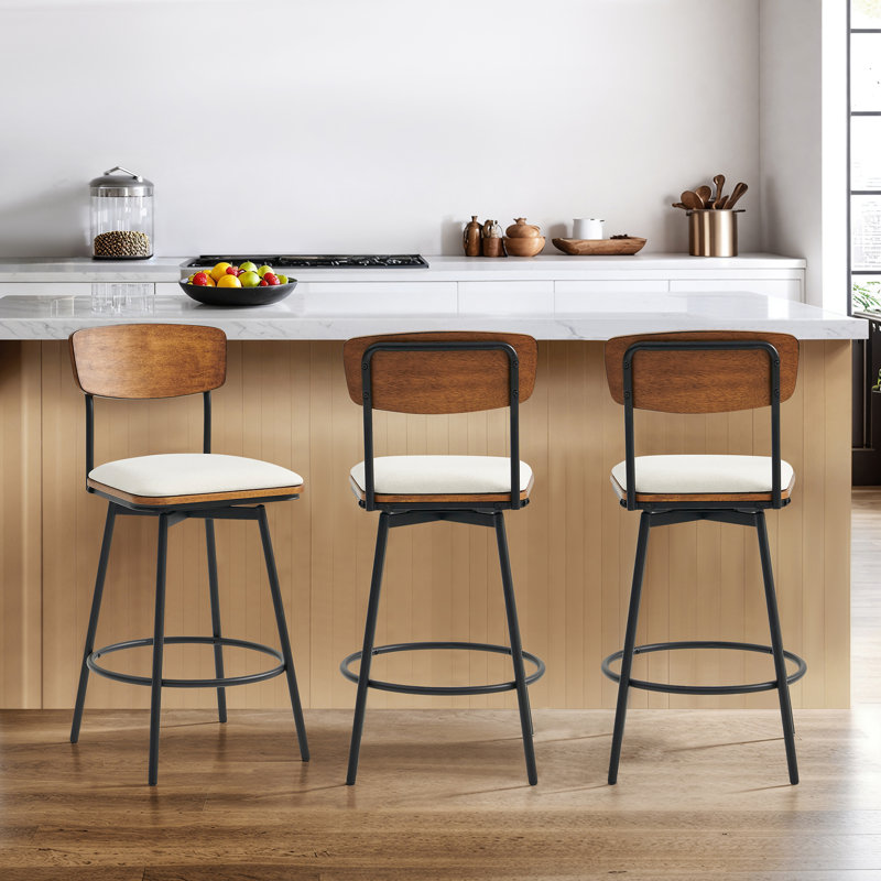 Avriel Swivel Upholstered Counter Stool, White