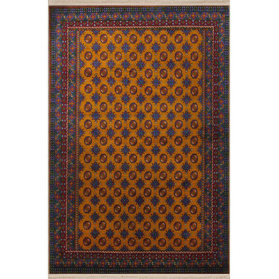 Orange Themed Ethnic Traditional Patterned Vintage Decorative Washable Rug