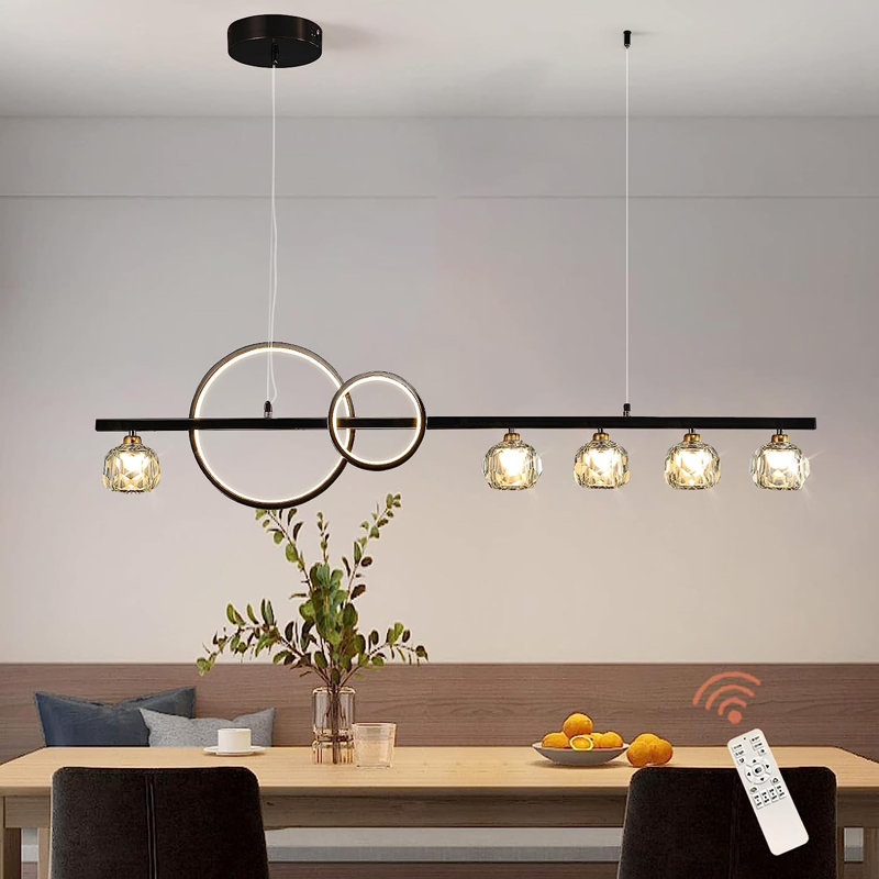 7 - Light Dimmable Grey LED Kitchen Island Pendant with Remote Control Included