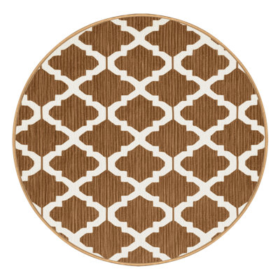 Machine Washable Trellis Brown Area Rug