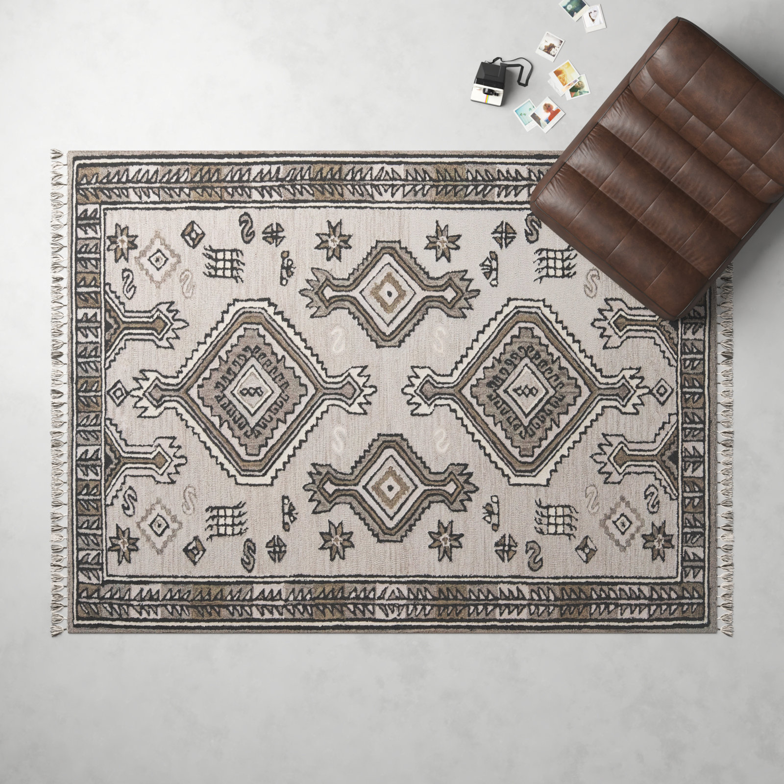 Bronte Gray Hand-Tufted Wool Rug, Rectangle 5' x 8'