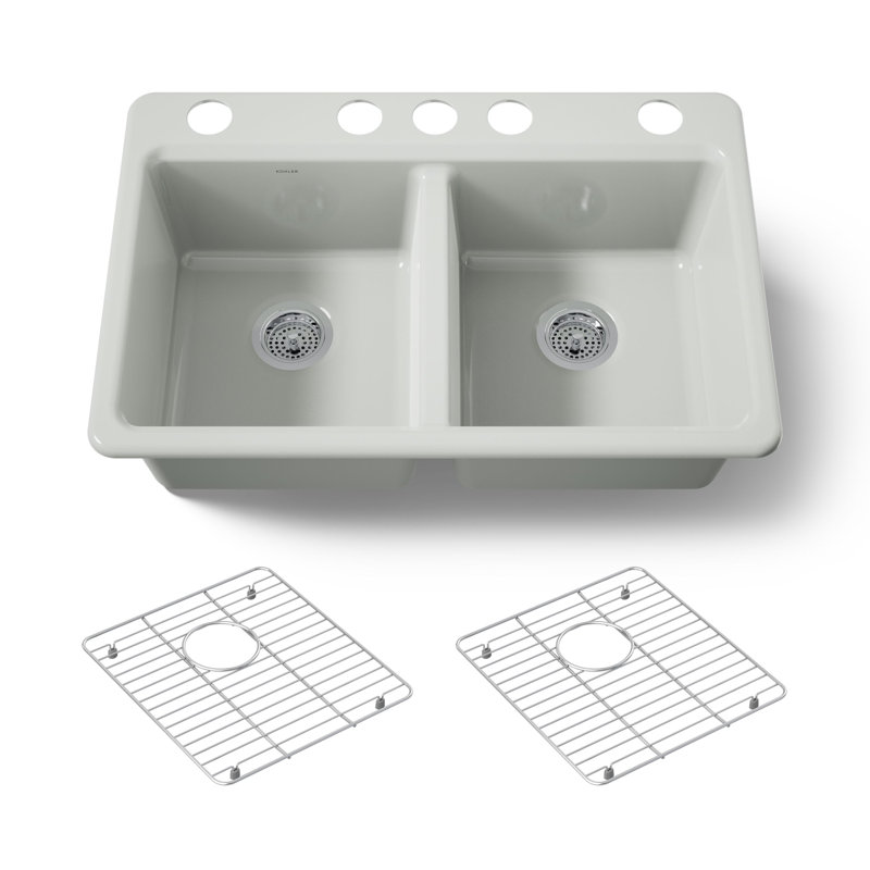 Riverby 33 In. Undermount Double-Bowl Kitchen Sink, Sea Salt