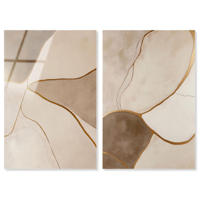 «Taupe Terrain Duet», impression d'art mural brun par Art Remedy, prête à être accrochée, 24 x 36