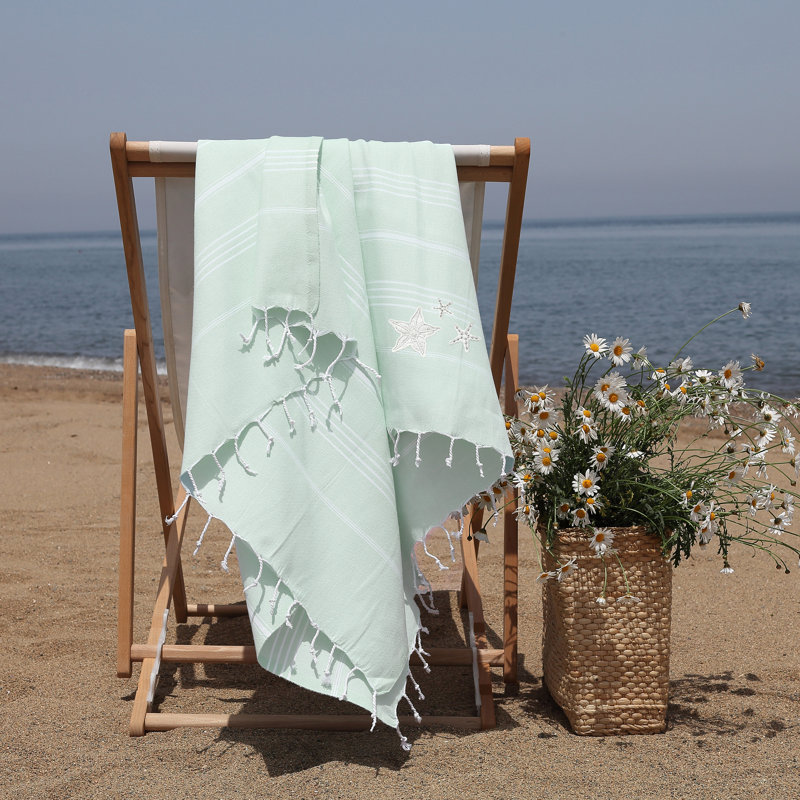 Serviette de plage 100% coton turc Lucky, Aqua pâle
