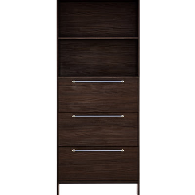 Narrow Shoe Rack Cabinet With 3 Flip Drawers. Porch Organization. Solid , Walnut Color, Metal Handles Freestanding Entryway