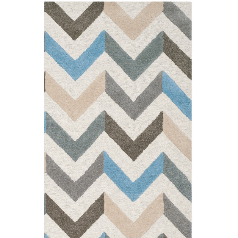 Tapis beige / ivoire en laine touffeté à la main Racyn Deedgra, Rectangle 4 pi x 6 pi