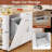 Portable Mobile Rolling Kitchen Island With Trash Can Storage Cabinet & Drop Leaf, Wheels Drawer Cabinet For 13 Gallon Garbage Bin