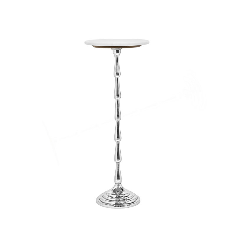 Table d'appoint avec plateau en marbre blanc et table d'appoint moderne avec base en aluminium et table d'appoint pour salon 10 x 10 x 26 po