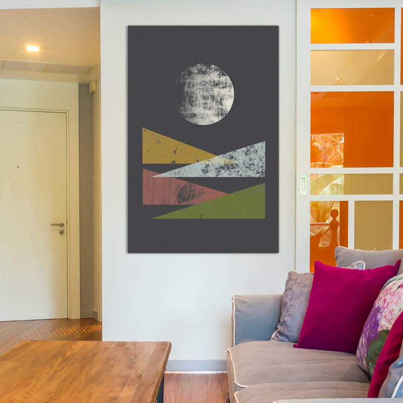 «Hills at Night», impression sur toile tendue, H 32 po x l 24 po x P 1 po, Papier avec cadre noir, Blanc