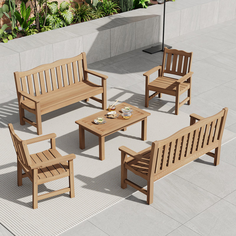 6 - Person Outdoor Seating Group Set,Hips 5-Piece Patio Furniture Group, Brown
