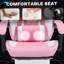 Fauteuils de jeu vidéo ergonomiques, chaises de jeu d'ordinateur avec support lombaire et repose-pieds de massage, appui-tête réglable pour ordinateur de style course pour adultes, rose et blanc-247688603