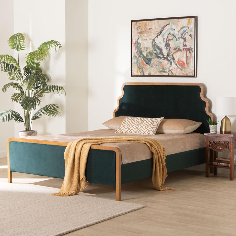 Lit plateforme tapissier en velours Baxton Studio Gerianne