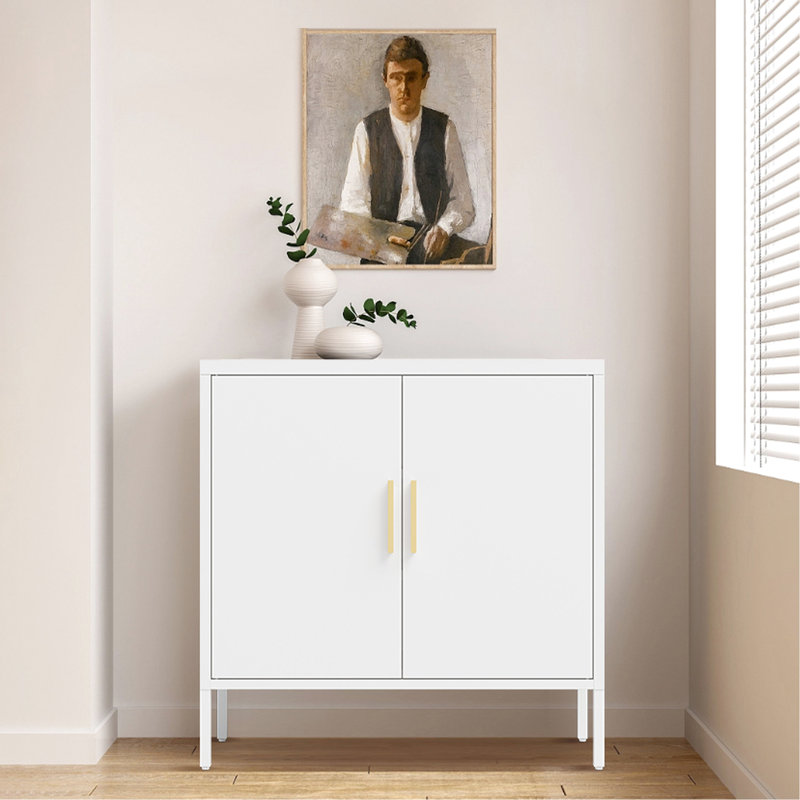 White Steel Metal File Cabinet With 2 Doors And Shelves, Lockable For Valuables In Office Gym, High - Strength Cold Rolled Steel, Frame, 30.75 Dimensions, Knock Down, Assembly Video Guide Color,