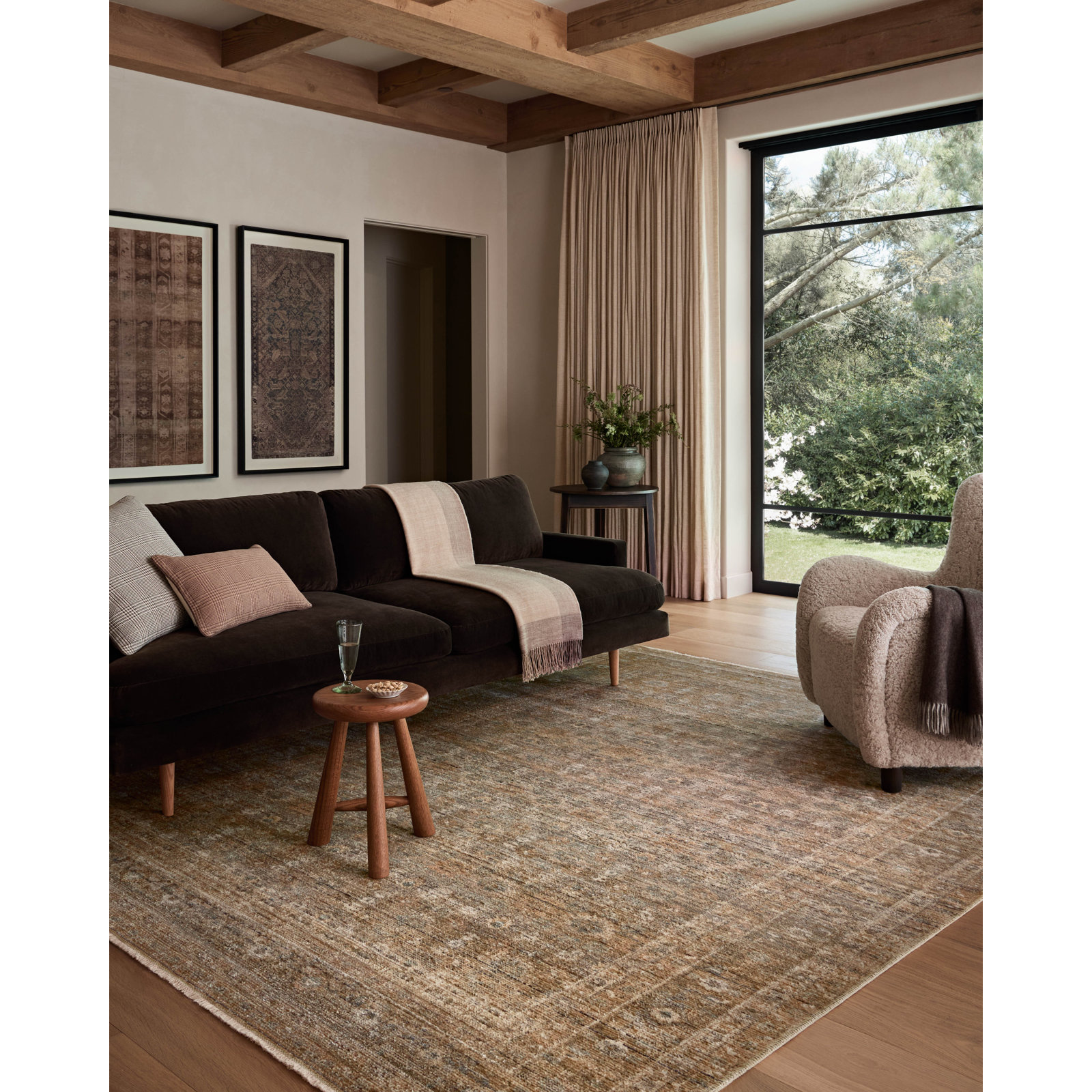 Amber Lewis x Loloi Molly Gold / Blue Area Rug, Rectangle 8'6" x 12'