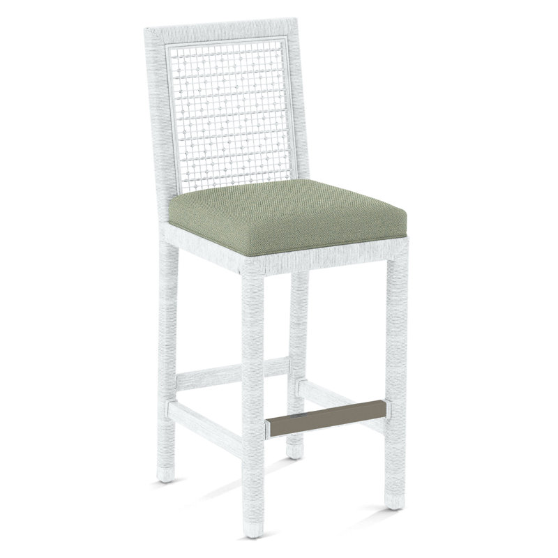Pine Isle Bar Stool, Pewter Crypton Performance; 0822-84, Frost White