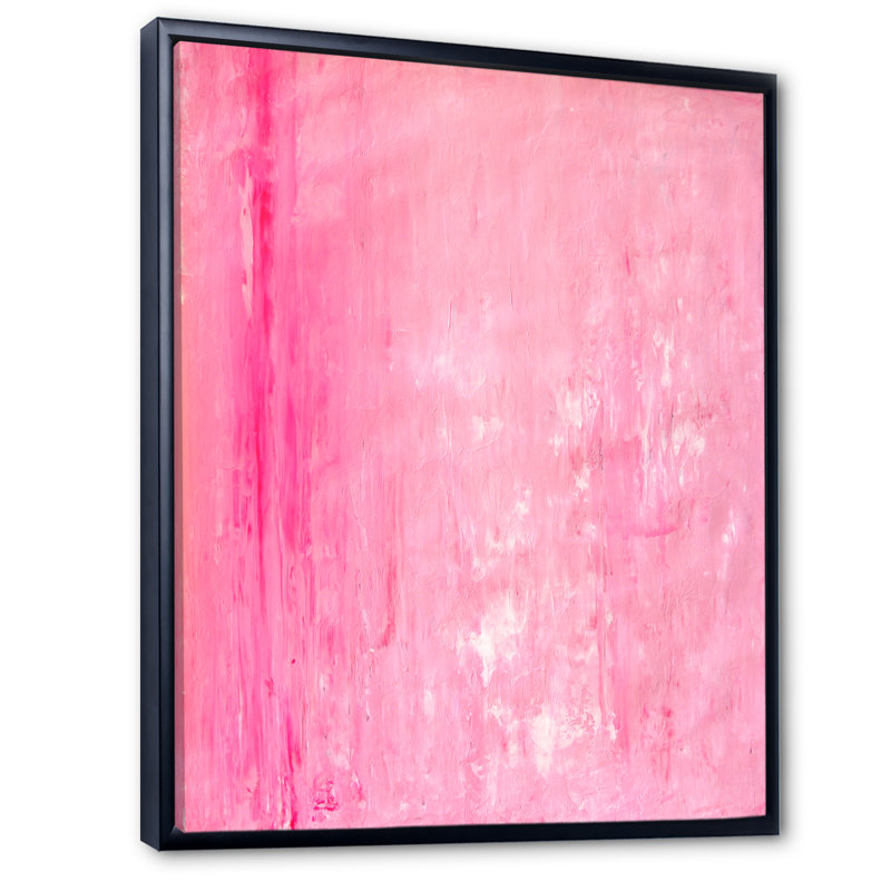 Rose et blanc abstrait, art mural moderne et contemporain sur toile, H 20 po x l 12 po x P 1 po, Cadre flottant noir