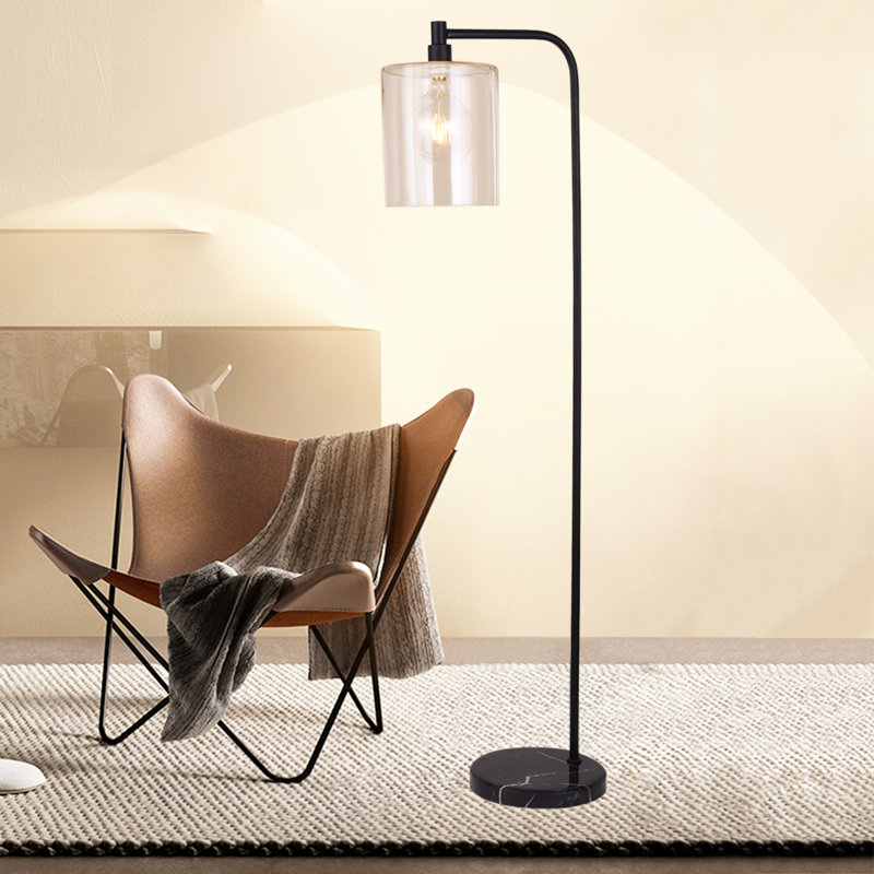 Schrum 57.87'' Black Arched Floor Lamp
