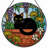 7.8"H Black Cat Stained Glass Window Panel-1022067605