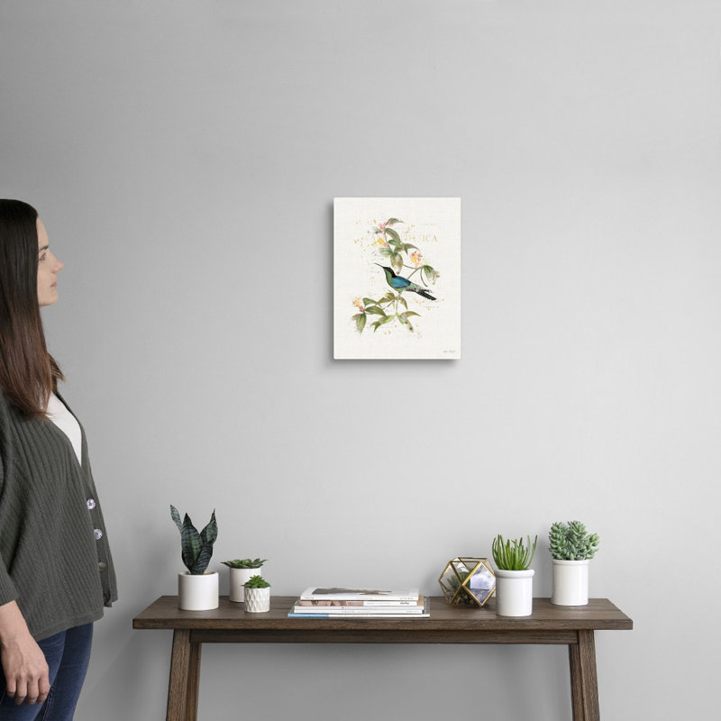 Colibri coloré, art mural sur toile IV, Toile tendue, H 14 po x l 11 po x P 1 po