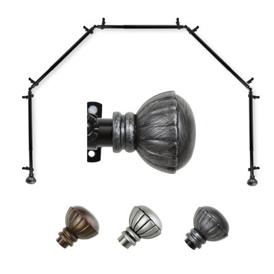 Halima Adjustable Bay Window Single Curtain Rod
