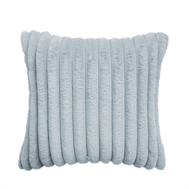 Faux Fur Reversible Throw Pillow, Sky Blue, 20"H x 20"W