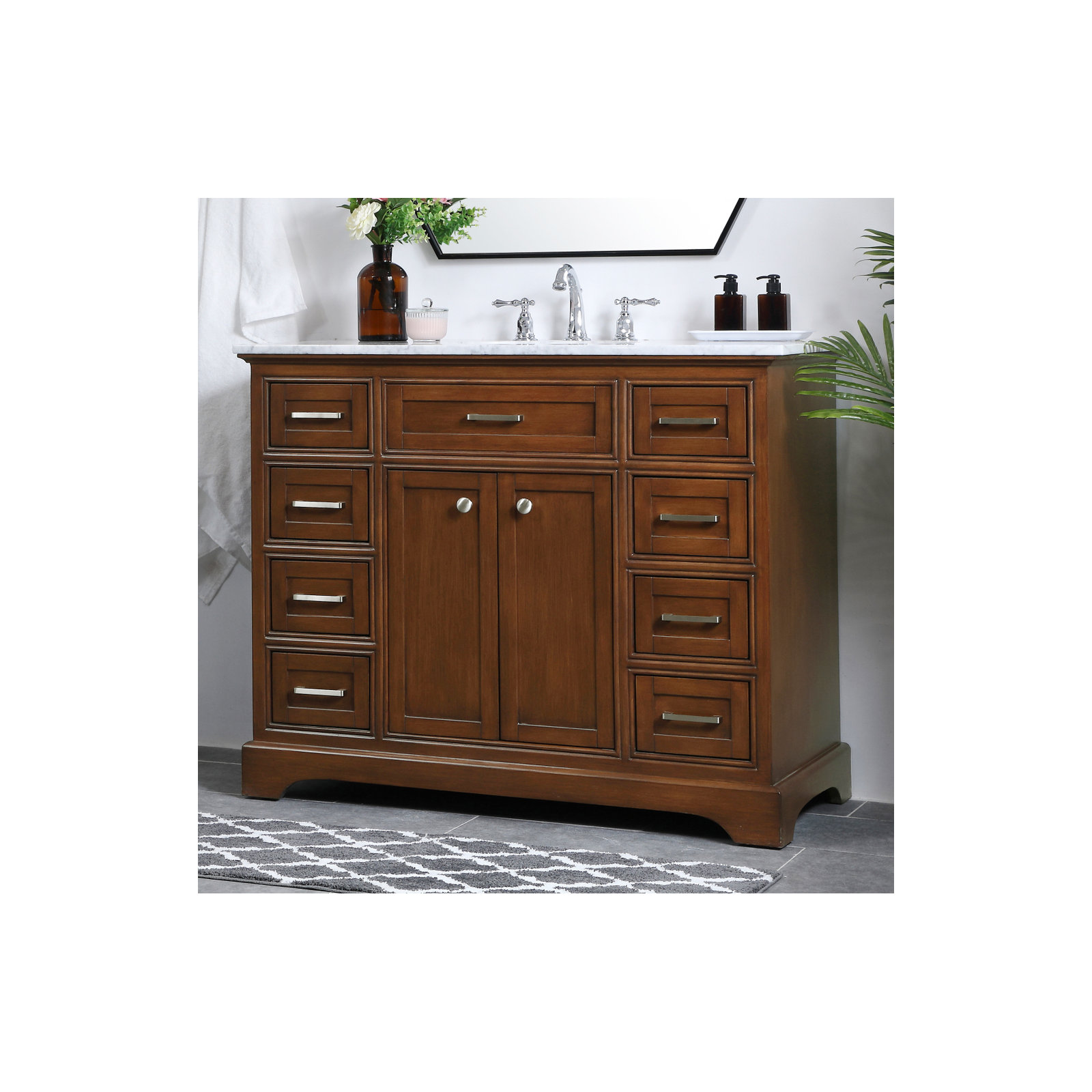 Hermes 42" Single Bathroom Vanity Set, Teak