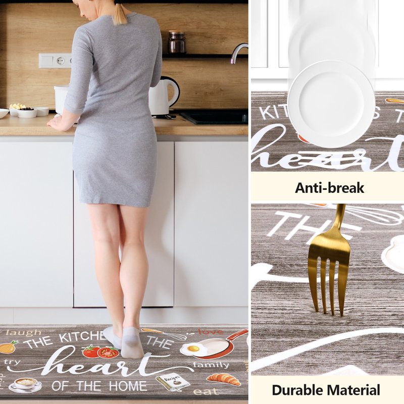 Farmhouse Anti-fatigue Kitchen Mats (Set of 3), Brown