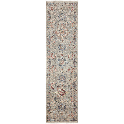 Tapis gris / rouille en laine noué à la main Oasis