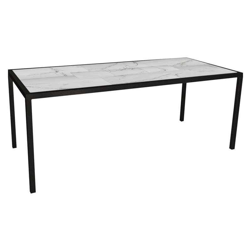 Quadra Outdoor Rectangle Dining Table, Pallazo White, Carbon Black