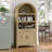 65" Tall Arched Storage Bookcase with Adjustable Shelves,Arched Cabinet with Drawer-1421478659