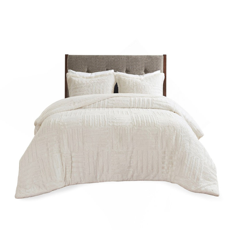 Ensemble d'édredon en duvet synthétique double / grand avec motif de damier doux et hypoallergénique pour des nuits douillettes