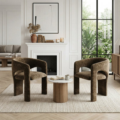 Chaises d'appoint modernes rembourrées en tonneau, fauteuils de salon sculpturaux pour le salon